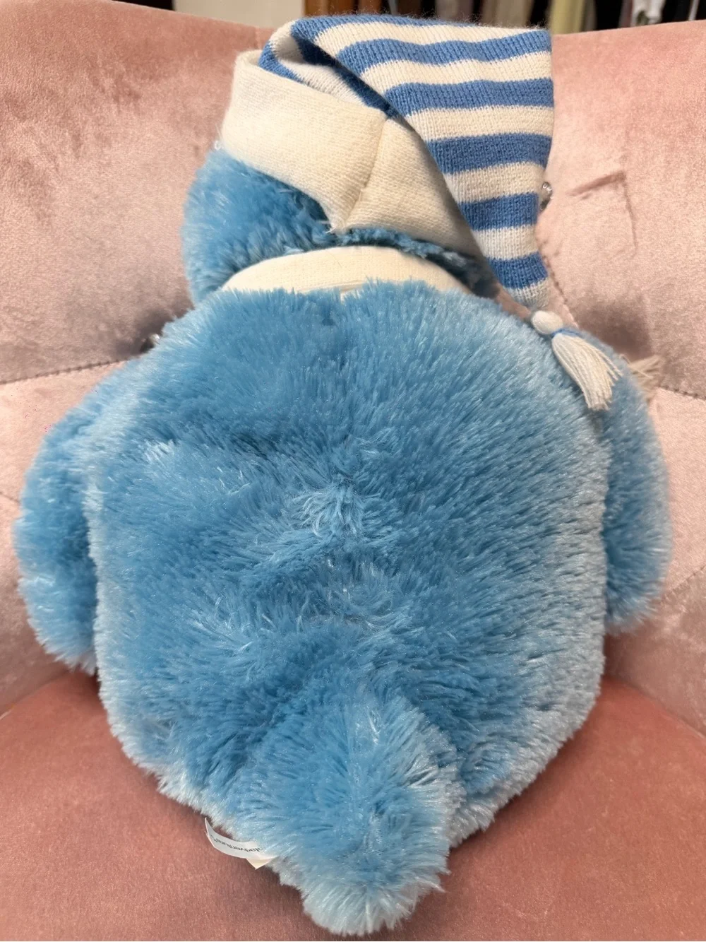 Plush Blue & Orange Penguin Bird Toy with Snowflake Scarf